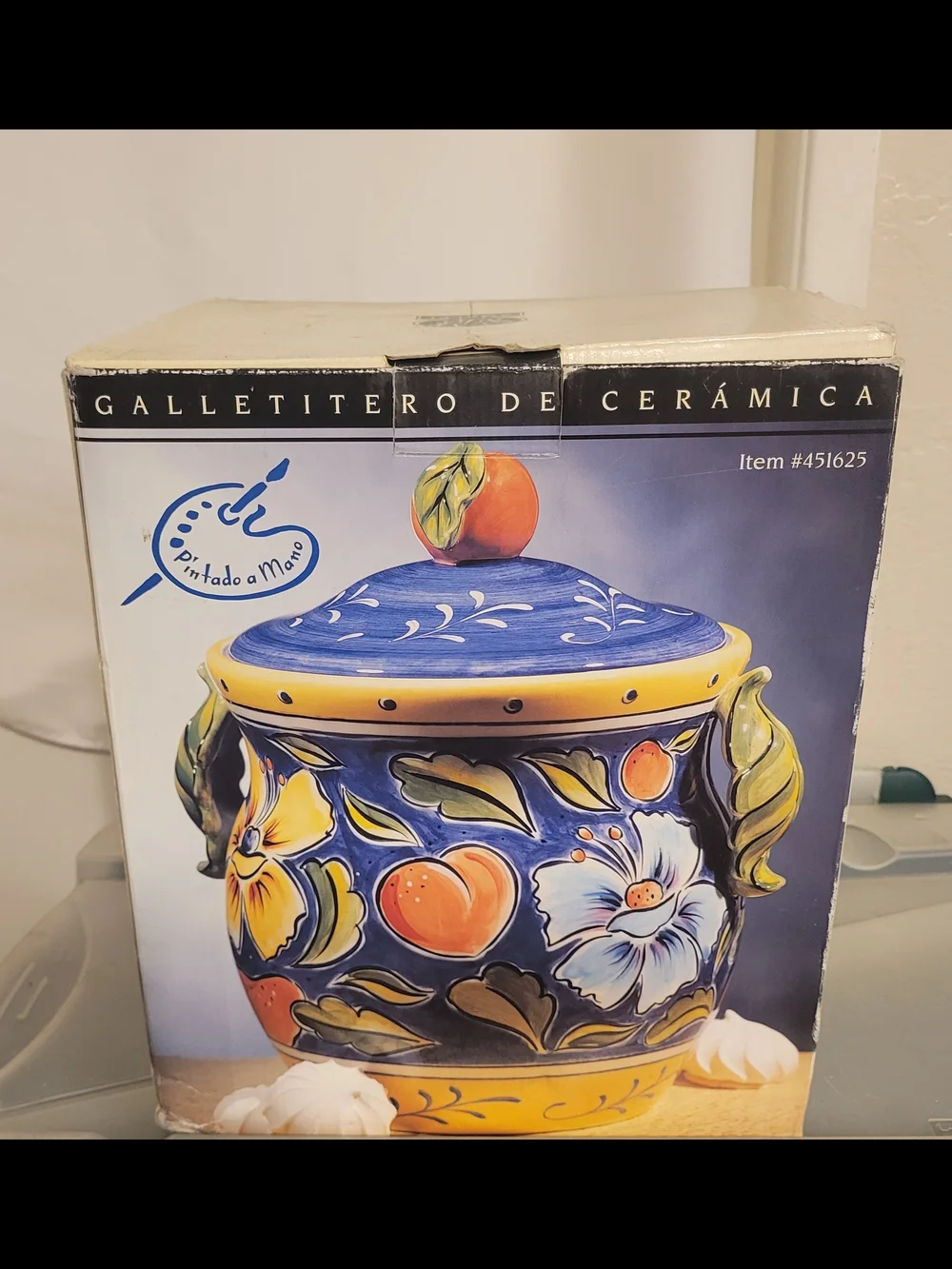 Clay Art Amalfi Hand Painted Ceramic Cookie Jar 14” NWOT
